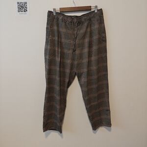 Old Navy Womens Brown Checkered Trouser Size Large Petite